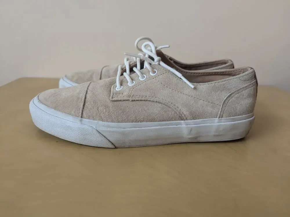 Vans Classic Lace Up Pig Suede Ginger Tan White Sneakers Low-Top Shoes Mens 8